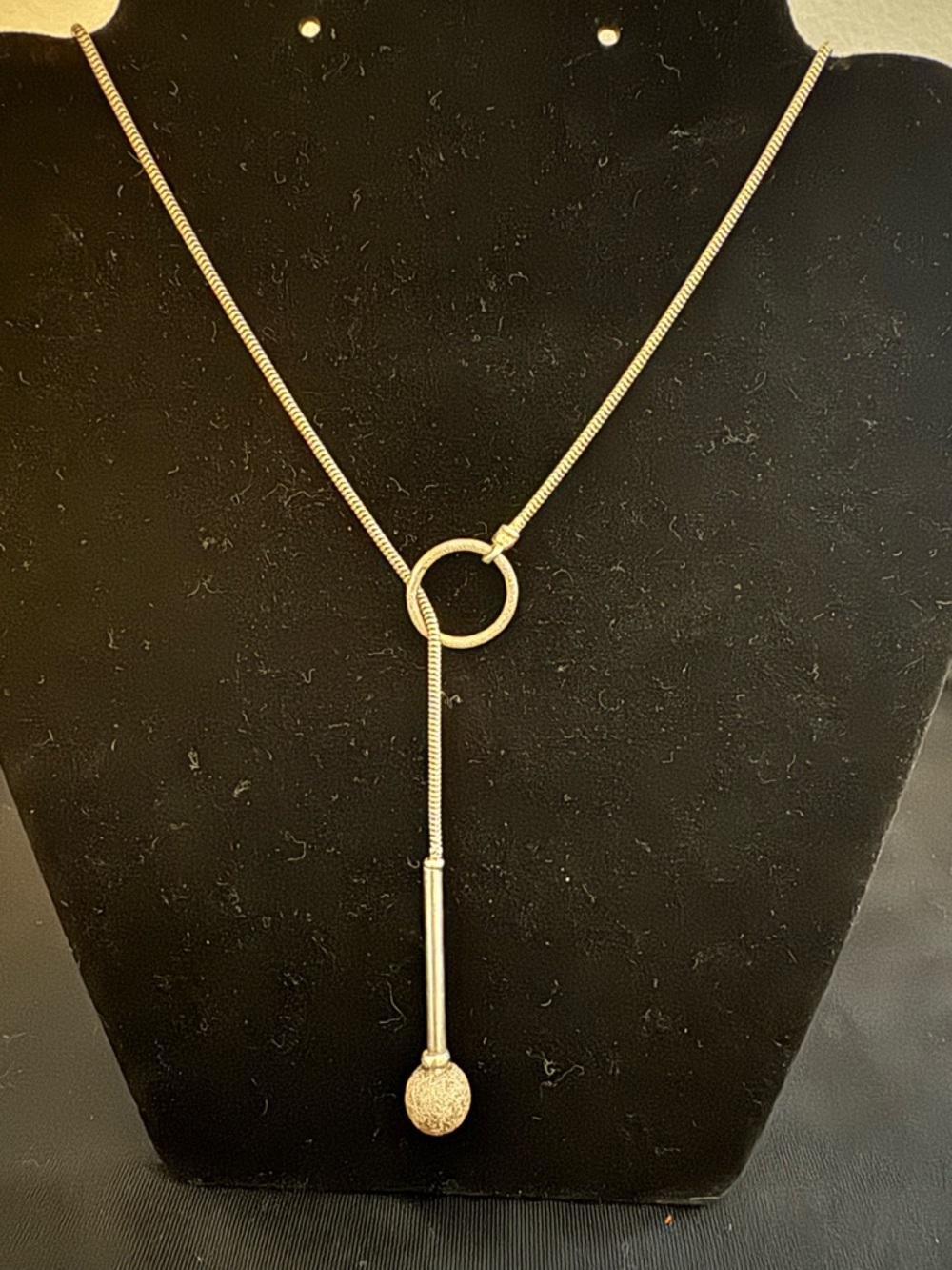 Sterling Silver Lariat Serpentine Necklace - 24”